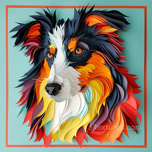 Animal - Seamless 3D PBR texture of Border Collie-inspired layered colorful fur texture preview