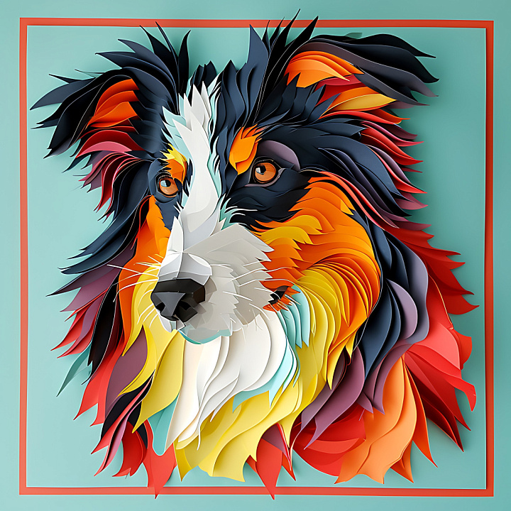 Of Border Collie-Inspired Layered Colorful Fur seamless PBR texture preview