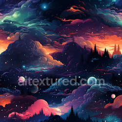 seamless Seamless 3D Space PBR Texture Featuring Cosmic Nebula Clouds and Starfield texture 8k free download PBR