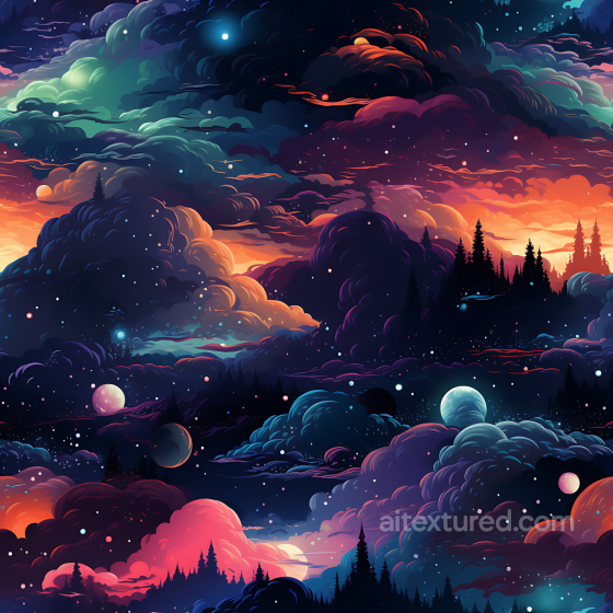 Space PBR Texture Featuring Cosmic Nebula Clouds and Starfield Star, space, planets texture preview