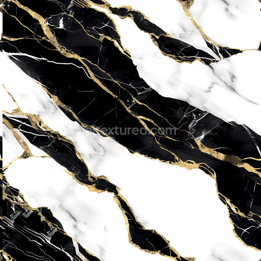 Seamless 3D Black Marble PBR Texture with Distinctive Gold Vein Pattern