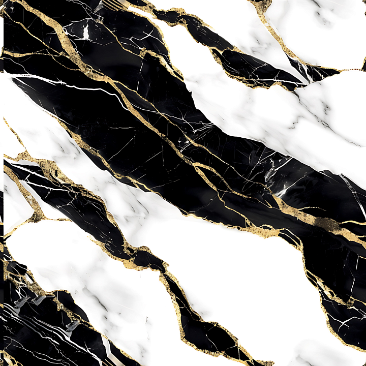 Black Marble with Distinctive Gold Vein Pattern seamless PBR texture preview