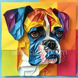 seamless Seamless 3D PBR Texture of Boxer Dog in Origami Inspired Geometric Style texture 8k free download PBR
