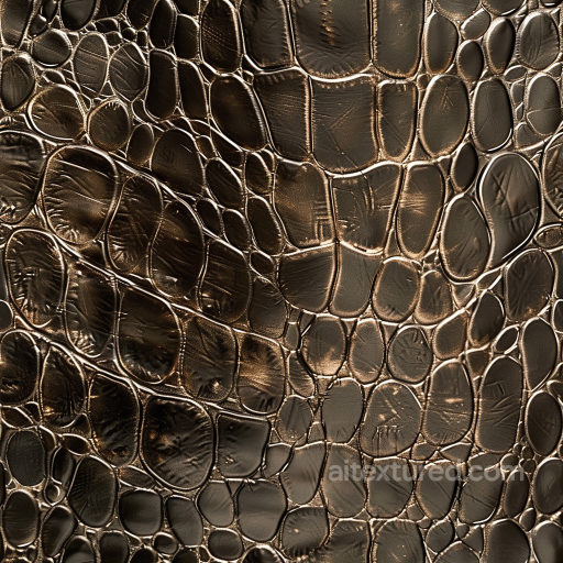 Glossy Brown Crocodile Leather PBR Texture with Distinct Grain Patterns seamless Leather PBR texture