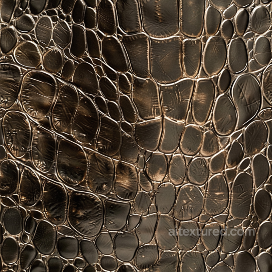 Glossy Brown Crocodile Leather PBR Texture with Distinct Grain Patterns Leather texture preview