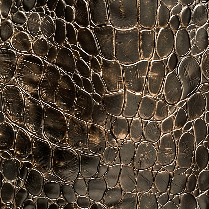 Glossy Brown Crocodile Leather with Distinct Grain Patterns seamless PBR texture preview
