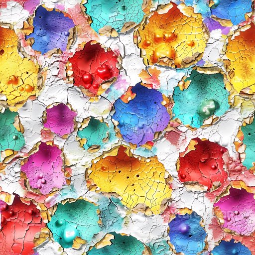 Cracked Colorful Painted Wall Texture with Holes and Peeling Layers seamless Cracked & Holes PBR texture