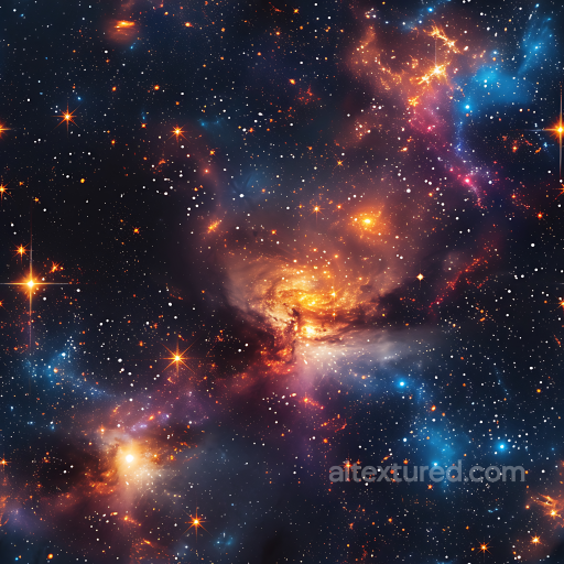 Space PBR Texture Featuring Vibrant Galaxy Nebula and Starfield Glow seamless Star, space, planets PBR texture