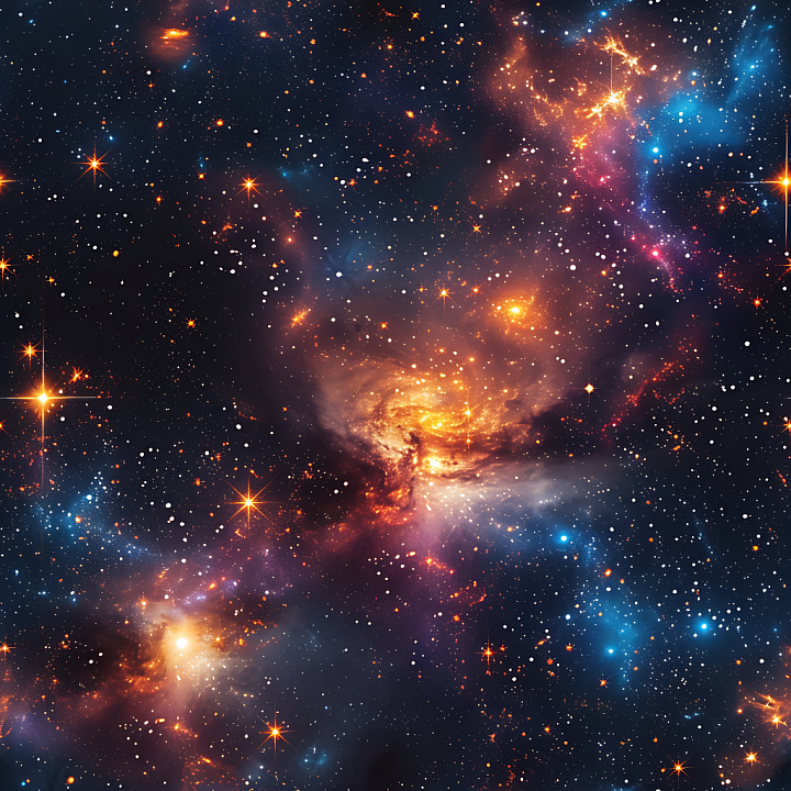 Space Featuring Vibrant Galaxy Nebula and Starfield Glow seamless PBR texture preview