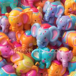 seamless Seamless 3D Inflated PBR Texture Featuring Colorful Cartoon Vinyl Elephants texture 8k free download PBR