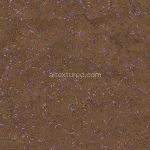 Flower Scattered Dirt — Flowers Jacaranda Scattered Scattered Earth Soil — PBR seamless 3D texture
