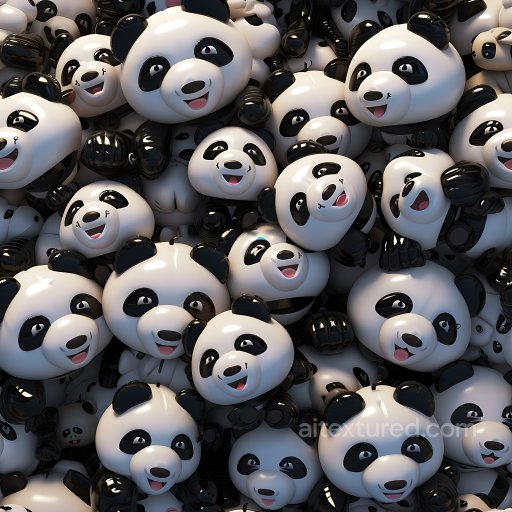 Inflated Panda Toy Vinyl PBR Texture in Black and White seamless Inflated PBR texture