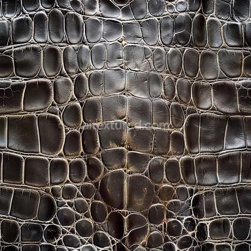 Seamless 3D Dark Brown Crocodile Leather PBR Texture with Natural Scale Detailing