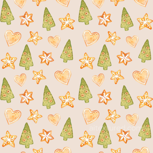 Featuring Watercolor Christmas Cookies Pattern seamless Watercolor Christmas PBR texture