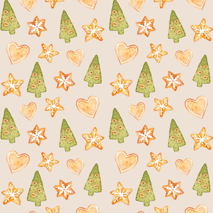 Featuring Watercolor Christmas Cookies Pattern seamless PBR texture preview