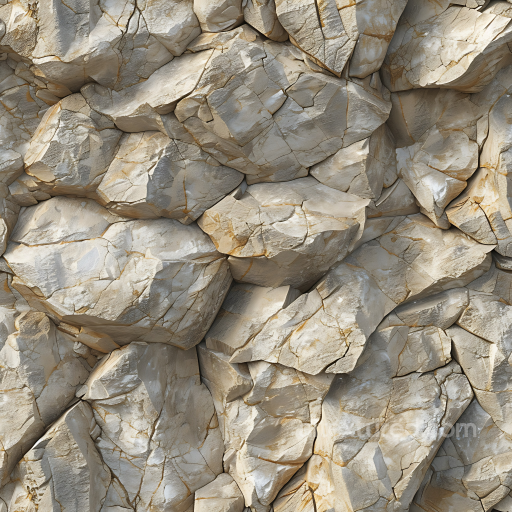 Stone Texture of Rugged Beige-Gray Cliff Rock with Natural Cracks seamless Stone PBR texture