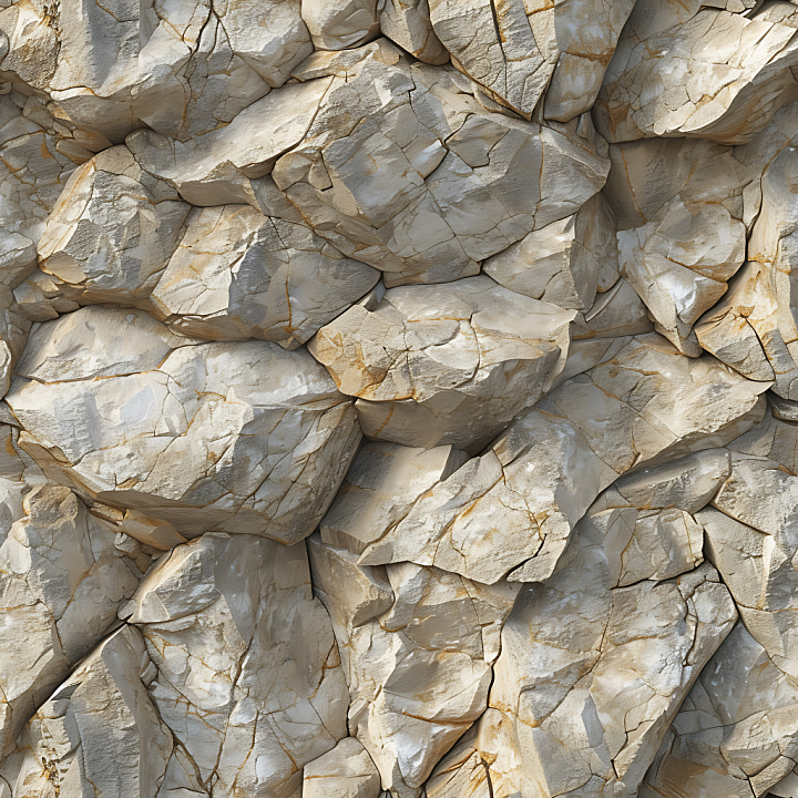 Stone of Rugged Beige-Gray Cliff Rock with Natural Cracks seamless PBR texture preview