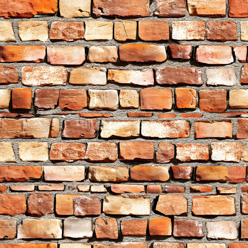 Seamless 3D Cracked Red Brick Wall PBR Texture with Rough Mortar