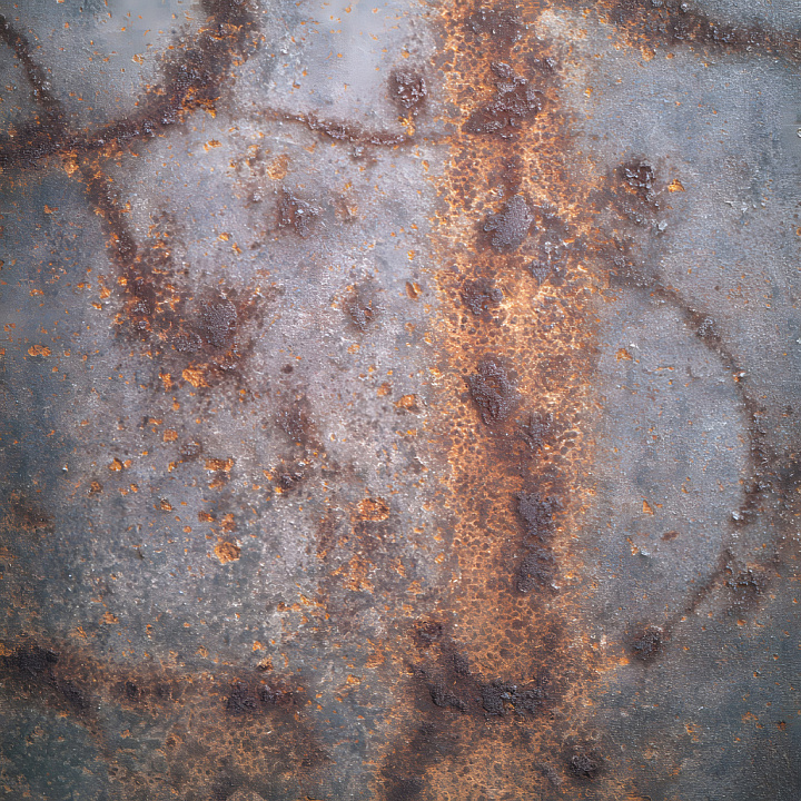 Rusted Metal Featuring Rust Cracks and Pitting seamless PBR texture preview