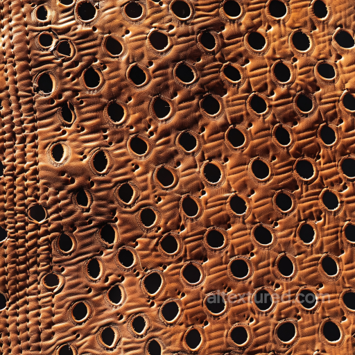 Distressed Perforated Brown Leather Seamless Texture with Irregular Hole Pattern seamless Leather PBR texture