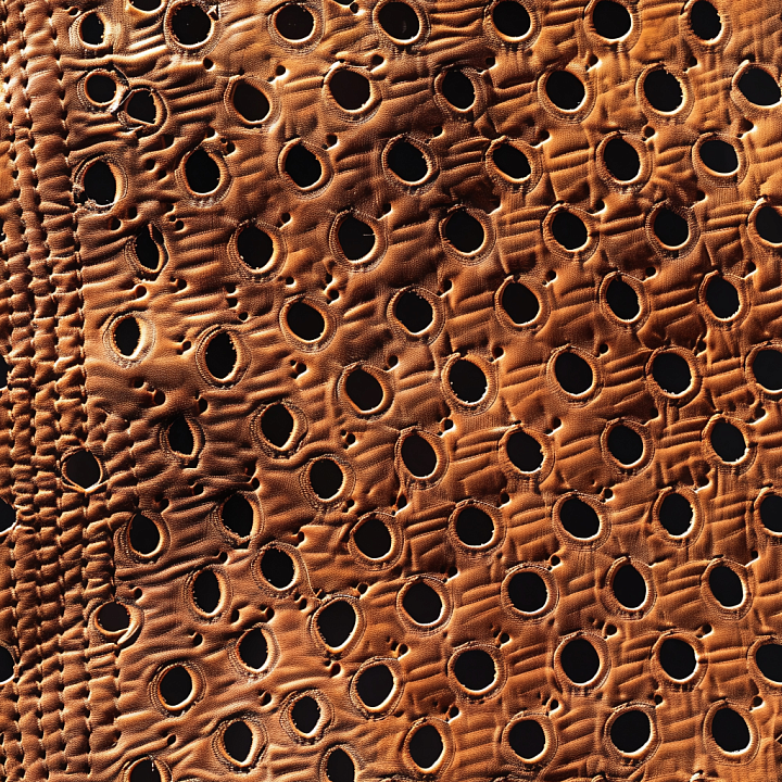 Distressed Perforated Brown Leather with Irregular Hole Pattern seamless PBR texture preview