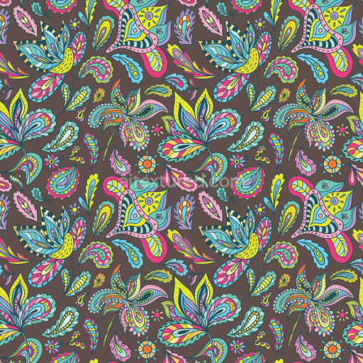 Seamless 3D PBR Texture of Retro Paisley Colorful Fabric Pattern