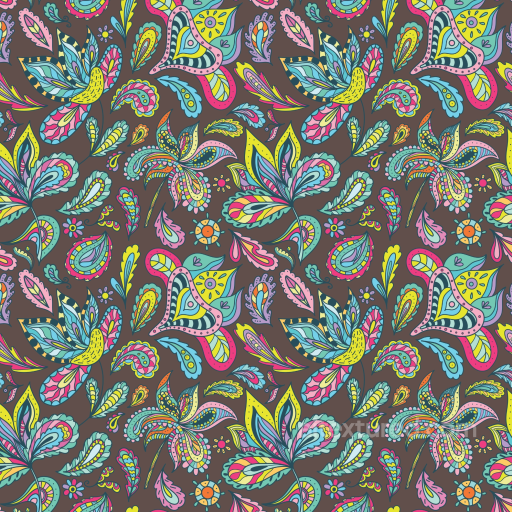 Retro Paisley Colorful Fabric Pattern Seamless Texture seamless Retro Paisley PBR texture