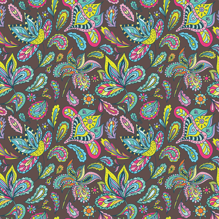 Retro Paisley Colorful Fabric Pattern seamless PBR texture preview