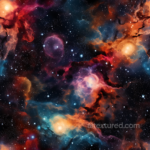 Space PBR Texture Featuring Vivid Nebula Clouds and Starfield seamless Star, space, planets PBR texture