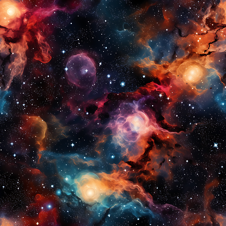 Space Featuring Vivid Nebula Clouds and Starfield seamless PBR texture preview