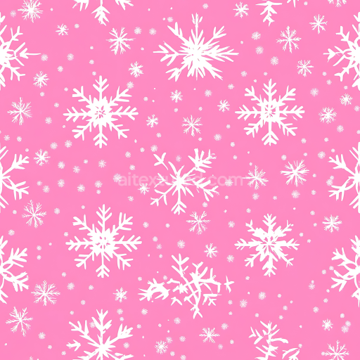 Seamless 3D PBR Digital Paper Texture Featuring White Snowflake Pattern on Pink