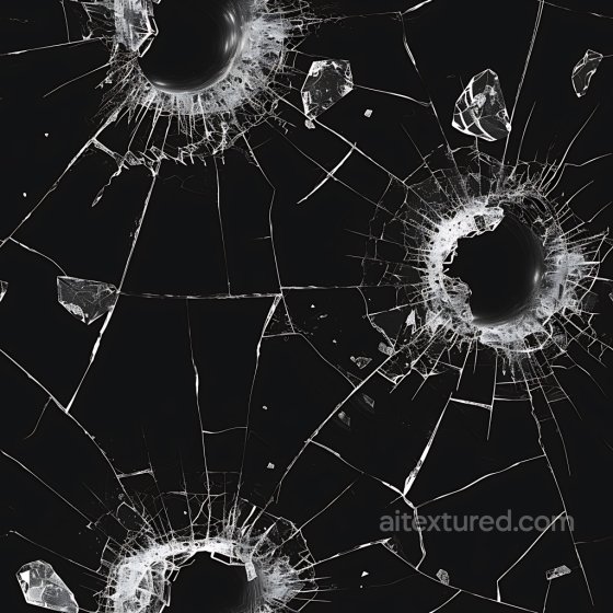 Cracked & Holes Texture of Black Glass with Bullet Hole Cracks and Shattered Fragments Cracked & Holes texture preview