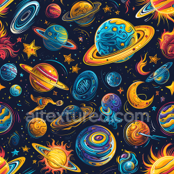 seamless Seamless 3D Space PBR Texture with Cartoon Planets and Cosmic Elements texture 8k free download PBR