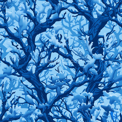 Seamless 3D Arctic Blue Camouflage PBR Texture with Coral Reef Pattern