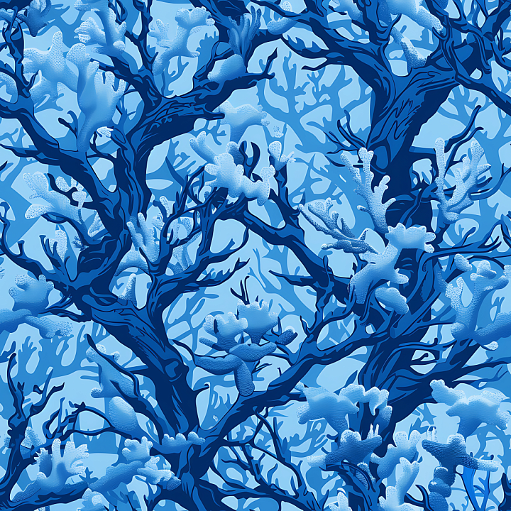 Arctic Blue Camouflage with Coral Reef Pattern seamless PBR texture preview
