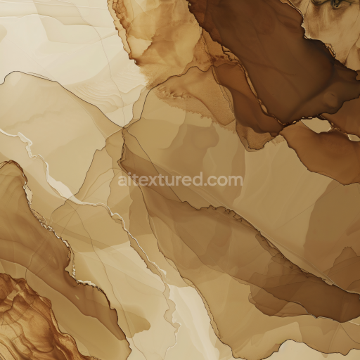 Seamless 3D Alcohol Ink PBR Texture Featuring Brown Fluid Marbling and Delicate Veins