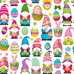 seamless Seamless 3D PBR Texture Featuring Colorful Easter Gnomes and Decorated Eggs texture 8k free download PBR