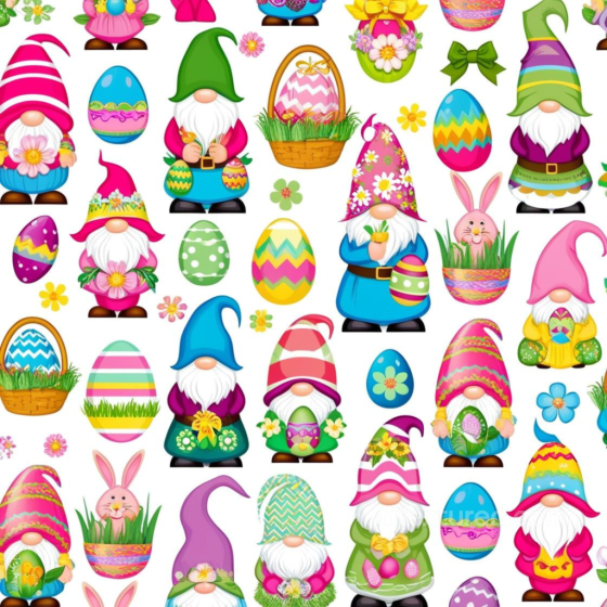 Featuring Colorful Easter Gnomes and Decorated Eggs All Easter Digital paper texture preview