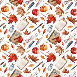 seamless Seamless 3D PBR Texture Featuring Autumn Leaves and Fall Stationery Pattern texture 8k free download PBR
