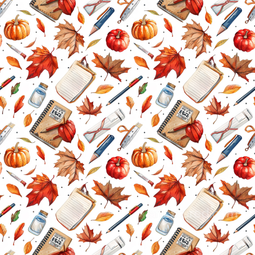 Featuring Autumn Leaves and Fall Stationery Pattern seamless Thanksgiving PBR texture
