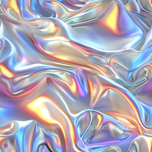 Seamless 3D PBR Texture of Glossy Iridescent Draped Fabric with Micro-Textured Surface texture preview