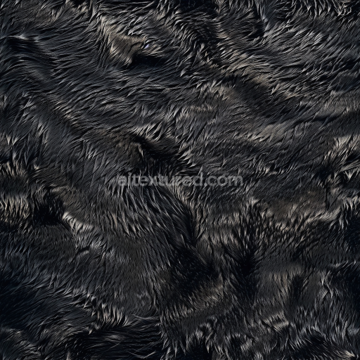 Seamless 3D PBR Glossy Black Fur Leather Texture with Dynamic Sheen and Fine Grain