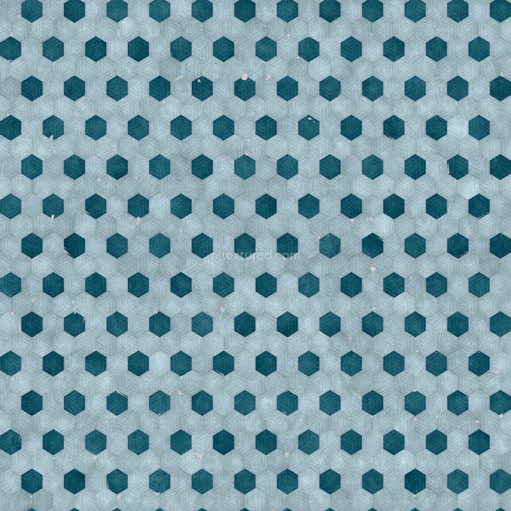 Seamless hexagon PBR texture in blue tones