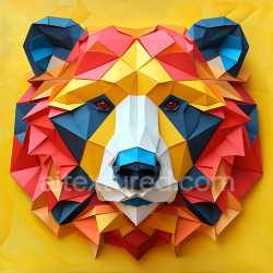 seamless Seamless 3D PBR Texture of Vibrant Origami-Inspired Bear Face with Geometric Facets texture 8k free download PBR