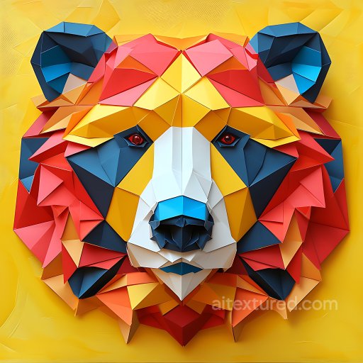 Animal - Seamless 3D PBR Texture of Vibrant Origami-Inspired Bear Face with Geometric Facets texture preview