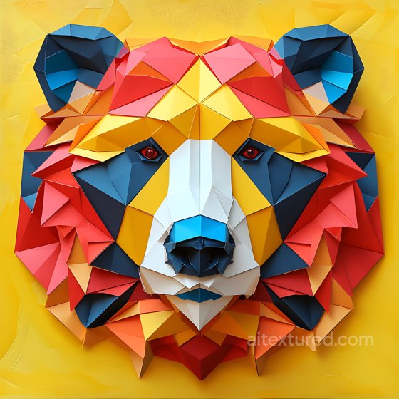 Animal Texture of Vibrant Origami-Inspired Bear Face with Geometric Facets Animal texture preview