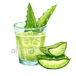 seamless Breakfast Aloe Vera Juice Glass Illustration with Fresh Aloe Leaves texture 8k free download PBR