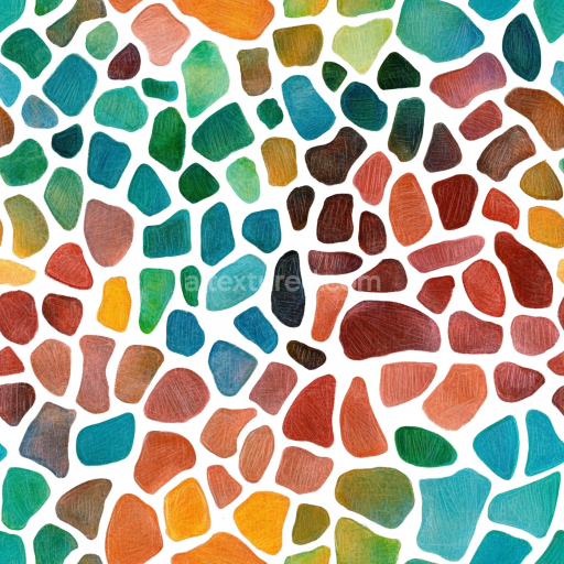 Seamless 3D Mosaic PBR Texture of Colorful Irregular Stone Chips with Matte Finish texture preview