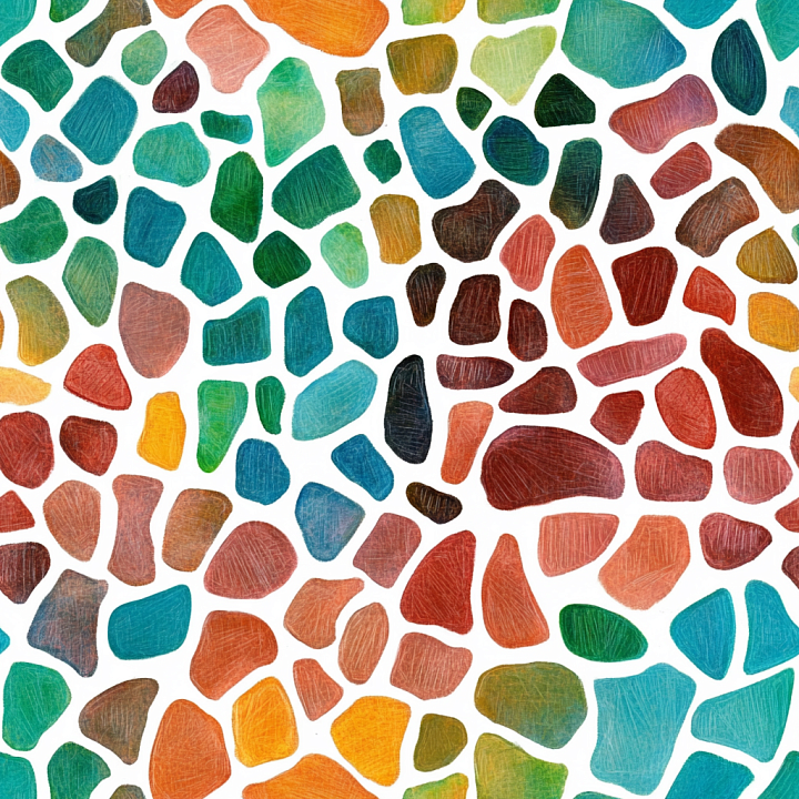 Mosaic of Colorful Irregular Stone Chips with Matte Finish seamless PBR texture preview
