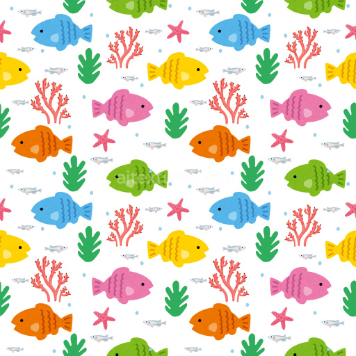 Pattern Bundle - Seamless 3D Pattern PBR Texture Featuring Colorful Cartoon Fish and Marine Motifs texture preview